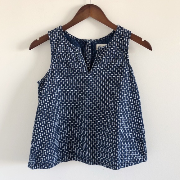 Madewell Tops - Madewell 100% Cotton Denim Daisydot Top Size XS